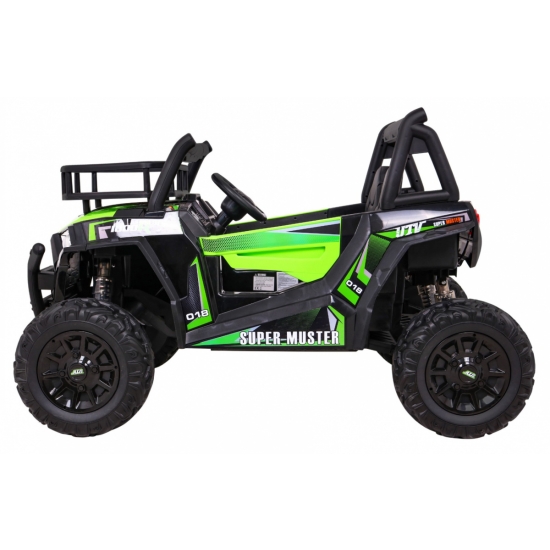 Buggy UTV Terenówka dla dzieci Zielony + Pilot + Bagażnik + Wolny Start + EVA + MP3 LED