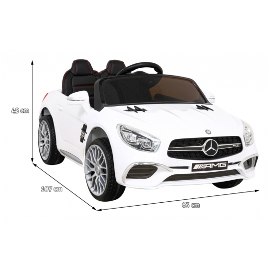 Mercedes Benz AMG SL65 S elektryczny dla dzieci Biały + Pilot + Audio LED + Ekoskóra + EVA + Wolny Start