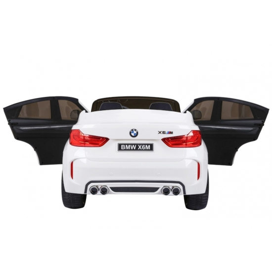 BMW X6M XXL dla 2 dzieci Biały + Pilot + Ekoskóra + Pasy + Wolny Start + MP3 USB + LED