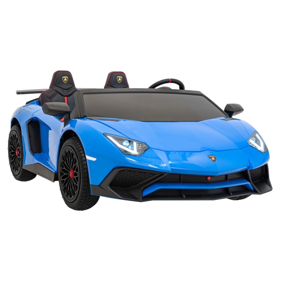 Lamborghini Aventador SV na akumulator dla 2 dzieci Niebieski + Silnik bezszczotkowy + Pompowane koła + Audio LED