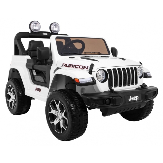 Jeep Wrangler Rubicon na akumulator dla dzieci Biały + Pilot + Radio MP3 LED + Koła EVA