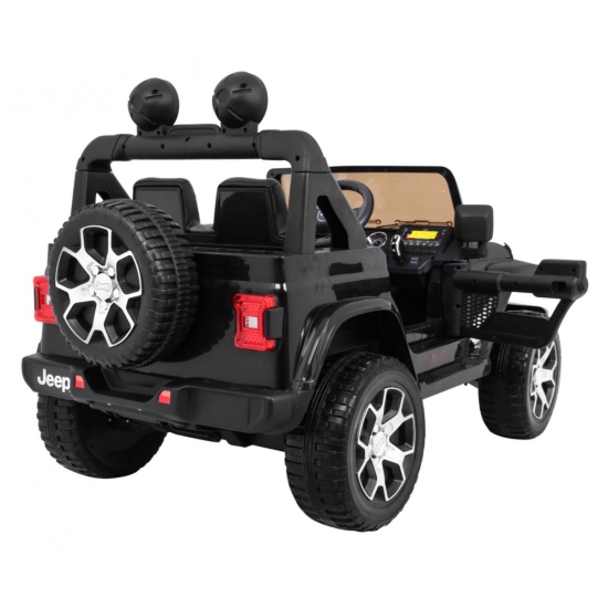 Jeep Wrangler Rubicon na akumulator dla dzieci Czarny + Pilot + Radio MP3 LED + Koła EVA