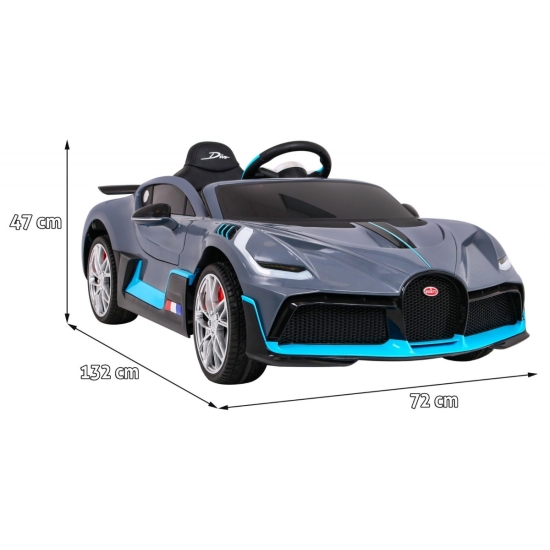 Bugatti Divo Autko na akumulator dla dzieci Szary + Pilot + EVA + Wolny Start + LED MP3