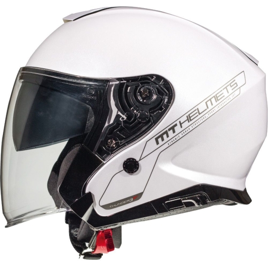 MT WYPRZEDAŻ KASK OTWARTY JET Z BLENDĄ THUNDER 3 SV JET SOLID PEARL WHITE KOLOR BIAŁY POŁYSK ROZMIAR M