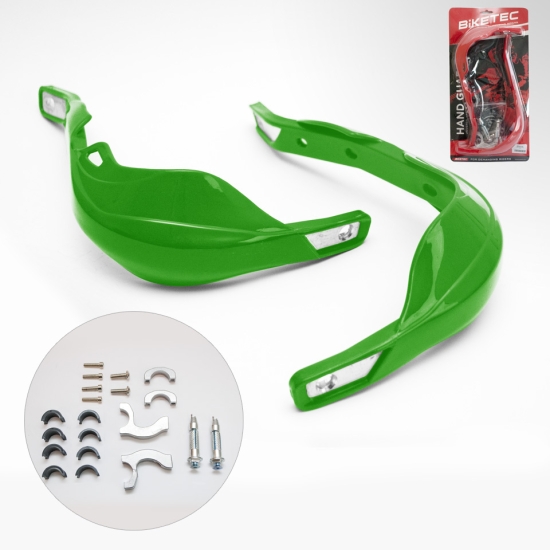 BIKETEC PARTS OSŁONY RĄK (HANDBARY) ALU KOLOR ZIELONY (Z MOCOWANIAMI 22MM I 28MM)