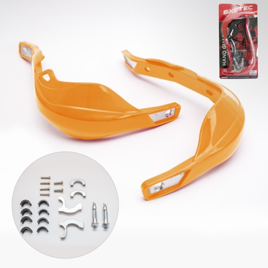BIKETEC PARTS OSŁONY RĄK (HANDBARY) ALU KOLOR POMARAŃCZOWY (Z MOCOWANIAMI 22MM I 28MM)