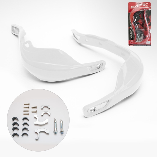 BIKETEC PARTS OSŁONY RĄK (HANDBARY) ALU KOLOR BIAŁY (Z MOCOWANIAMI 22MM I 28MM)