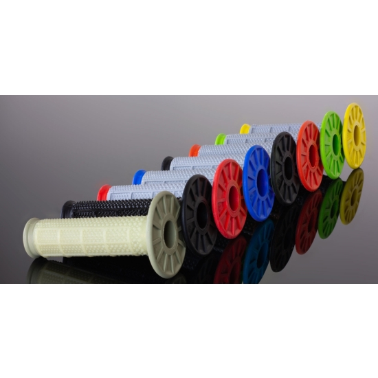RENTHAL MANETKI MX DUAL COMPOUND TAPERED BLUE H/WAFF, DWUSKŁADNIKOWE, KOLOR SZARY/NIEBIESKI