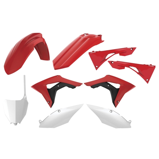POLISPORT WYPRZEDAŻ KOMPLET PLASTIKÓW HONDA CRF 250R '18-'21; CRF 450R '17-'20 KOLOR CZERWONO BIAŁY OEM