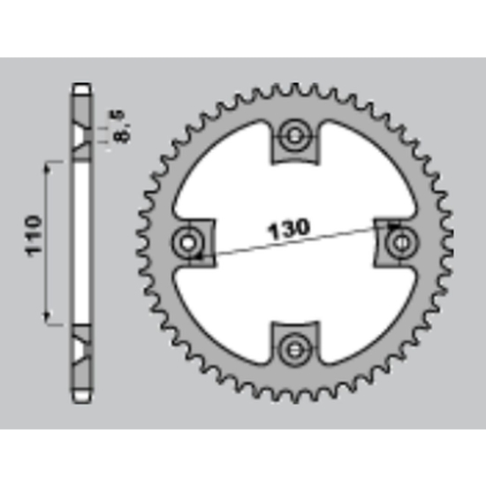 GROSSKOPF WYPRZEDAŻ ZĘBATKA TYLNA ALUMINIOWA 4306 51 HONDA CR 85 '03-'07, CRF 150 '07-'25 (+1) KOLOR CZARNY