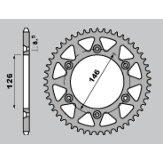 JR ZĘBATKA TYLNA ALUMINIOWA (ANODOWANA) 808 48 SUZUKI DRZ 400 '00-'24, RM 125/250, RMZ 250/450 (JTR808.48) KOLOR ZŁOTY