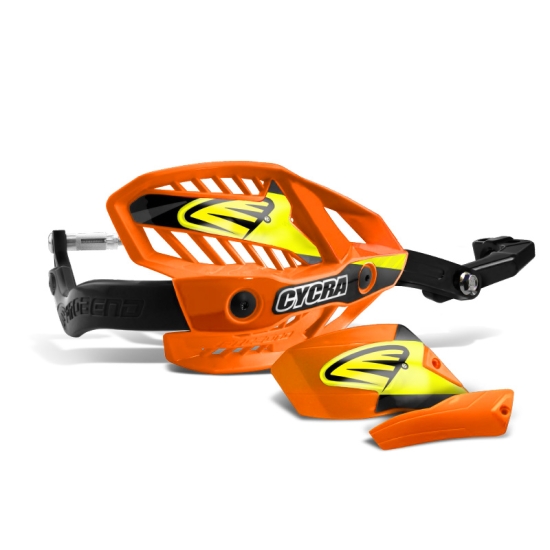 CYCRA OSŁONY RĄK (HANDBARY-ALUMINIOWY RDZEŃ) Z MOCOWANIEM (28,6MM) MODEL ULTRA PROBEND HCM (DEDYKOWANE DO KTM/HUSQVARNA) KOLOR POMARAŃCZOWY
