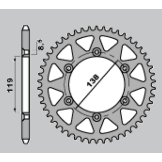 CHT WYPRZEDAŻ ZĘBATKA TYLNA ALUMINIOWA T7075 (ERGAL) 213 48 HUSABERG FE 400/ FE 600 '96-'99 (JTR1950.48) (ŁAŃC. 520) KOLOR SREBRNY