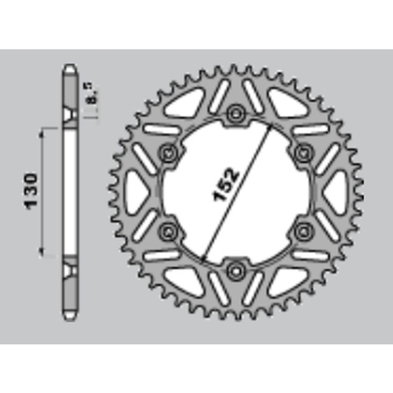 CHT WYPRZEDAŻ ZĘBATKA TYLNA ALUMINIOWA T7075 (ERGAL) 4500 48 APRILIA MXV/RXV/SXV 450/550 '06-'12 (JTR706.48)* (ŁAŃC. 520) KOLOR SREBRNY