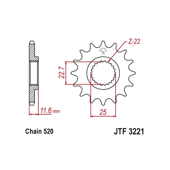 JT ZĘBATKA PRZEDNIA 2180 11 POLARIS 250/300/325/400/500 (218011JT) (ŁAŃC. 520)