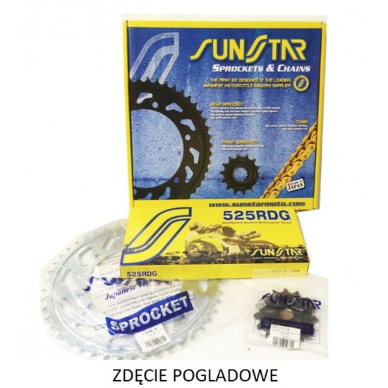 SUNSTAR ZESTAW NAPĘDOWY HONDA XRV 750 AFRICA TWIN (90-92) STANDARD (16/46/124) (DO 900CC) (SUN42016/SUN1-4335-46/SS525RDG-124N) - WYPRZEDAŻ