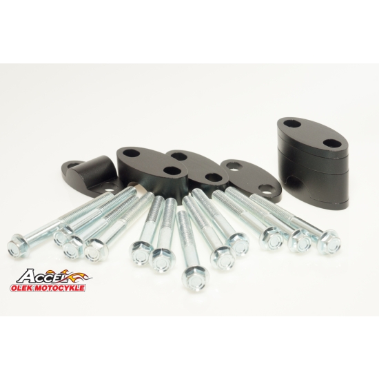 ACCEL MOCOWANIE/PODWYŻKI KIEROWNICY (DÓŁ-22,2/GÓRA-22,2MM) (PLASTERKI 18+5+10+6=39MM) KOLOR CZARNY (BMA-02BK)