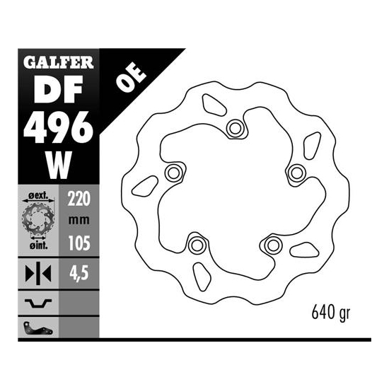 GALFER TARCZA HAMULCOWA TYŁ YAMAHA R6 03-16, R1 04-14 (220X105X4,5) WAVE (NG903)