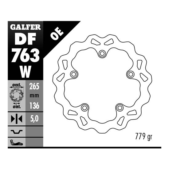 GALFER TARCZA HAMULCOWA TYŁ BMW F 650GS 800/ K1200/ R1200 (265X136X5) (NG1045) WAVE