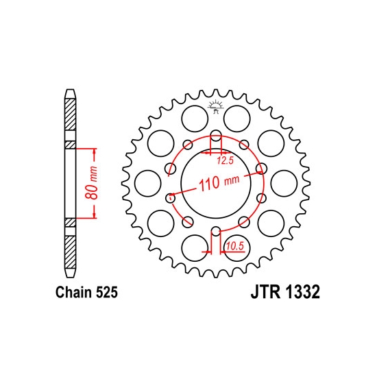 JT ZĘBATKA TYLNA 4350 40 HONDA CB 500 '94-'03, CB 750F '93-'03 (435040JTZBK) (ŁAŃC. 525) KOLOR CZARNY
