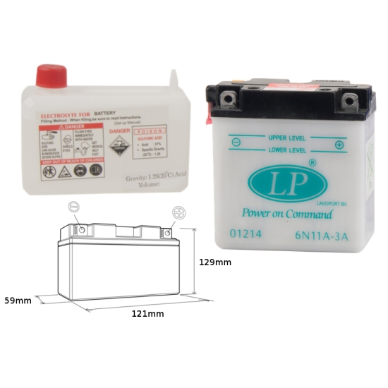 LANDPORT AKUMULATOR 6N11A-3A (MD 6N11A-3A) 6V 11AH 120X60X128 (Z ELEKTORLITEM) (4) UE2019/1148