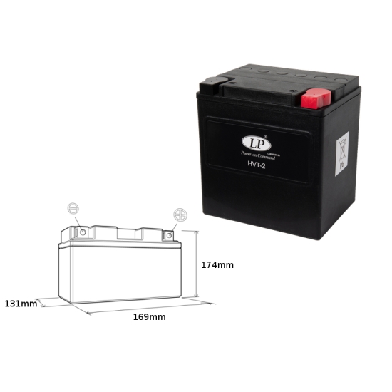 LANDPORT AKUMULATOR HVT-2 (MH HVT-2) 12V 30AH 169X131X174 HEAVY V-TWIN BEZOBSŁUGOWY - ZALANY (ZWIĘKSZONY PRĄD ROZRUCHOWY 400A) (PRAWY +) (2)