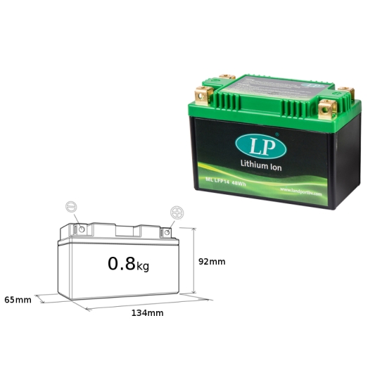 LANDPORT AKUMULATOR LITOWO-JONOWY LIFEPO4 LFP14 (ML LFP14) (134X65X92) (YTZ10S, YTZ12S, YTZ14S) (48 WH) (WAGA 800G) (4)