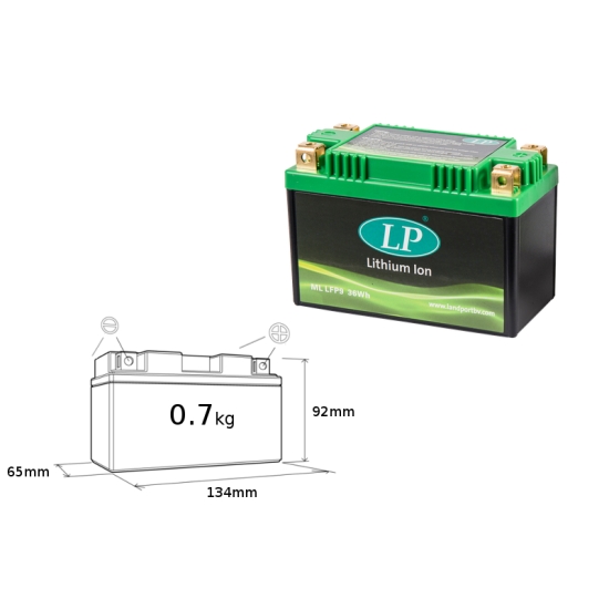 LANDPORT AKUMULATOR LITOWO-JONOWY LIFEPO4 LFP9 (ML LFP9) (134X65X92) (YTX9BS, YT9B4, YT7B4, YT9BBS,YT7BBS) (36 WH) (WAGA 700G) (4)