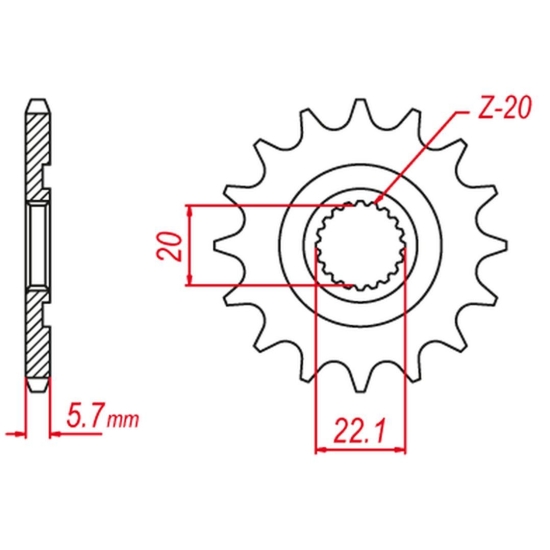 GROSSKOPF PROMOCJA ZĘBATKA PRZEDNIA 2103 13 GAS GAS EC 250/300/450F '11-'15, YAMAHA YZ 125, YZ250F '01-'25, WR 250F '01-'25 (E250-13) (JTF1590.13)