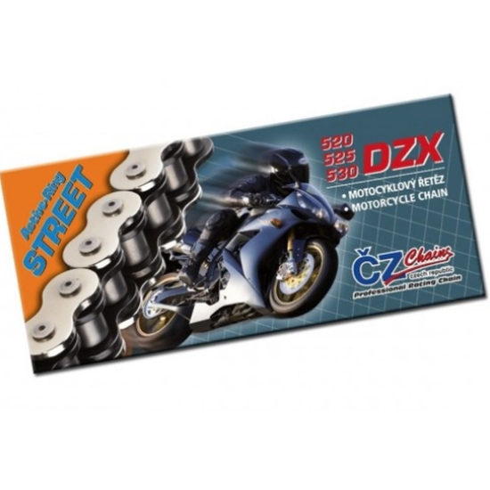 CZ ŁAŃCUCH NAPĘDOWY 525 DZX (118 OGNIW) ACTIVE RING (X-RING) CHROM DO 1000 CCM (40,0 KN) + ZAKUWKA DRĄŻONA