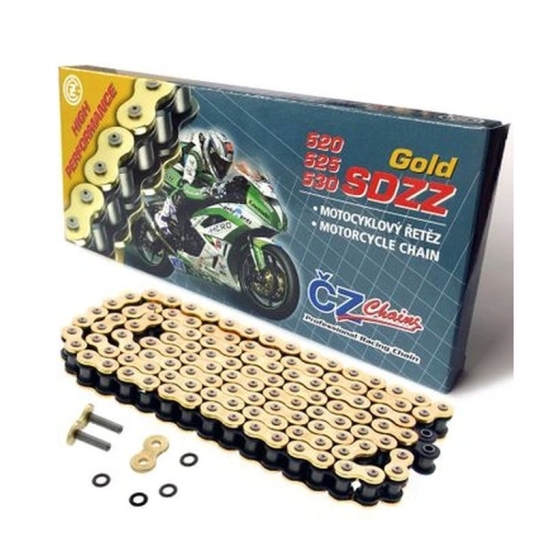 CZ ŁAŃCUCH NAPĘDOWY 530 SDZZ (112 OGNIW) ACTIVE RING (X-RING) ZŁOTY DO 1400 CCM (48,6 KN) + ZAKUWKA DRĄŻONA
