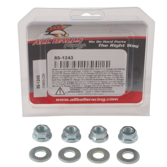 ALL BALLS NAKRĘTKI I PODKŁADKI KOŁA PRZEDNIEGO / TYLNEGO M10 X 1,25 POLARIS RANGER 325/500/570/700/900 - PATRZ OPIS DODATKOWY - WYCOFANY Z OFERTY