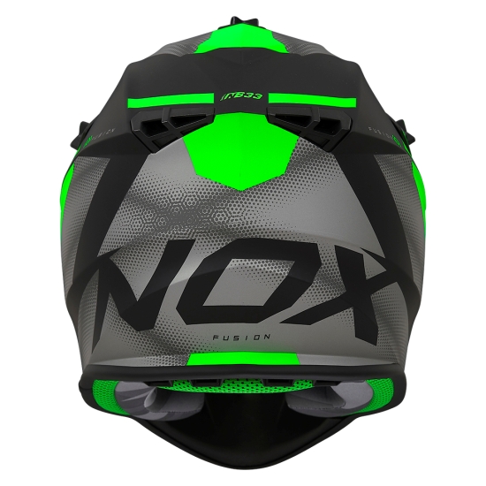 NOX PROMOCJA KASK CROSS / OFFROAD N633 FUSION KOLOR CZARNY MAT/ZIELONY ROZMIAR XXL (ZAPIĘCIE MIKROMETRYCZNE)