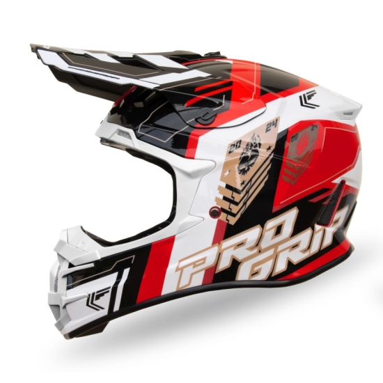 PROGRIP 2024/11 KASK CROSS PG3080 SPIRITS KOLOR CZERWONY BIAŁY CZARNY ROZM. L (3080-149) ( HOMOLOGACJA ECE 22R06, ZAPIĘCIE DD )