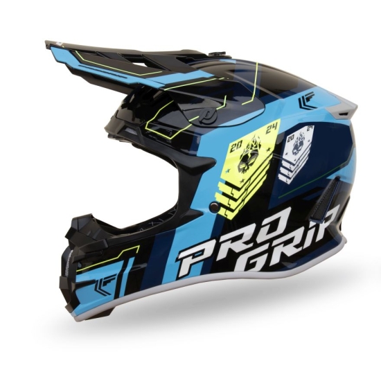 PROGRIP 2024/11 KASK CROSS PG3080 SPIRITS KOLOR CZARNY NIEBIESKI ROZM. L (3080-150) ( HOMOLOGACJA ECE 22R06, ZAPIĘCIE DD )