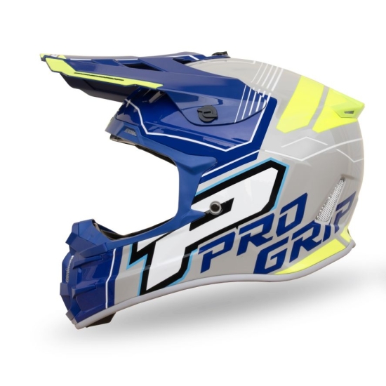 PROGRIP 2024/11 KASK CROSS PG3080 ADVENTURE KOLOR NIEBIESKI SZARY ŻÓŁTY FLUO ROZM. L (3080-401) ( HOMOLOGACJA ECE 22R06, ZAPIĘCIE DD )