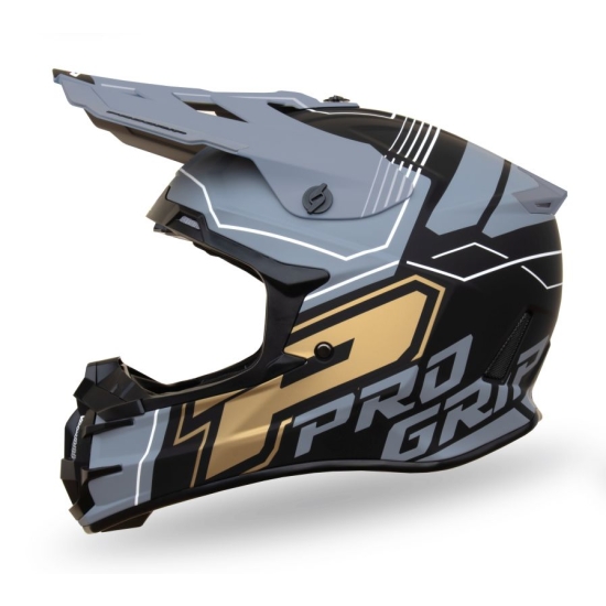 PROGRIP 2024/11 KASK CROSS PG3080 ADVENTURE KOLOR CZARNY SZARY ZŁOTY MAT ROZM. M (3080-402) ( HOMOLOGACJA ECE 22R06, ZAPIĘCIE DD )