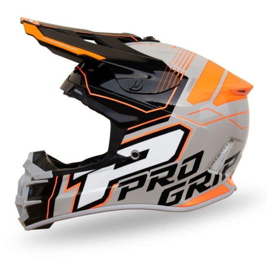 PROGRIP 2024/11 KASK CROSS PG3080 ADVENTURE KOLOR SZARY CZARNY POMARAŃCZOWY ROZM. S (3080-211) ( HOMOLOGACJA ECE 22R06, ZAPIĘCIE DD )