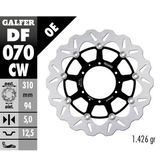 GALFER TARCZA HAMULCOWA PRZÓD HONDA CBR 600 RR '03-'17; CBR 1000 RR '04-'05; CB 1000 R '08-'17; CB 1300 F/S '05-; CTX 1300 C '14- (WAVE FIXED) (3106X9
