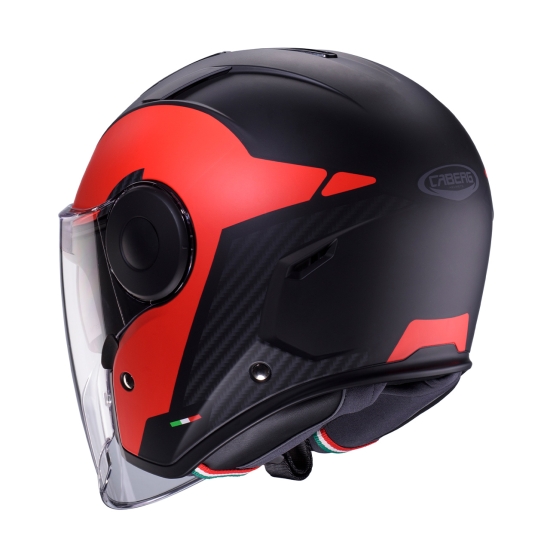 CABERG KASK OTWARTY JET Z BLENDĄ MODEL SOHO MILANO KOLOR CZERWONY/CZARNY MAT ROZMIAR S