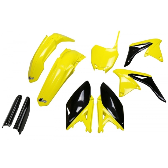 UFO KOMPLET PLASTIKÓW (FULL KIT) Z OSŁONAMI TELESKOPÓW (AMORTYZATORÓW) SUZUKI RMZ 250 '10-'18 KOLOR OEM '17 (ŻÓŁTY/CZARNY) (SU416E999K)