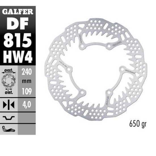 GALFER TARCZA HAMULCOWA TYŁ BETA 250RR '12-'24; 300RR '13-'24; 350RR '13-'24; 400/430/450/480/498 '13-'24; X-TRAINER '15-'24 (240X109X4MM) SHARK MX