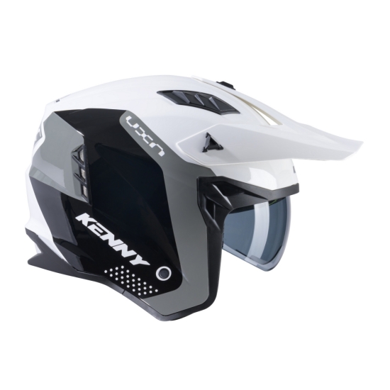KENNY RACING KASK OTWARTY JET MODEL MILES GRAPHIC WHITE/GREY KOLOR BIAŁY/SZARY/CZARNY ROZMIAR S ( 55 - 56 CM )