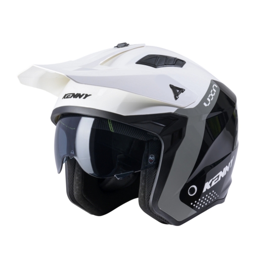 KENNY RACING KASK OTWARTY JET MODEL MILES GRAPHIC WHITE/GREY KOLOR BIAŁY/SZARY/CZARNY ROZMIAR S ( 55 - 56 CM )