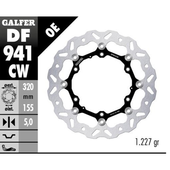 GALFER TARCZA HAMULCOWA PRZÓD KTM 390 ADVENTURE '23-'25; HUSQVARNA 401 SVARTPILEN '24-'25 (WAVE FLOATING) (320X155X5MM)