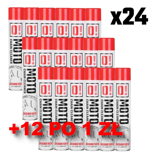 OMOTO ZESTAW 36 SZTUK SPRAY DO MYCIA ŁAŃCUCHA 750ML O! CHAIN CLEANER + 12 SZTUK PO 1 ZŁ SPRAY DO MYCIA ŁAŃCUCHA 750ML - KARTON 12 SZTUK ZA 12 ZŁ
