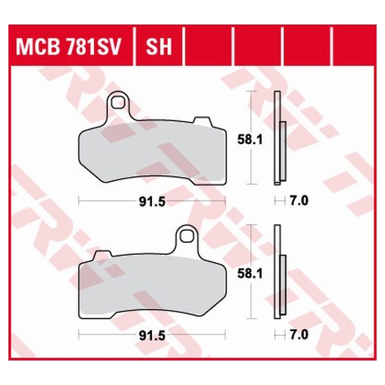 TRW ZF KLOCKI HAMULCOWE KH409 SINTER STREET HARLEY-DAVIDSON 1130 / 1250 / 1584 / 1690 / 1750 / 1800 / 1870 / 1923 06-21,TYŁ