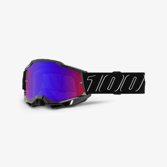 100 PROCENT GOGLE ACCURI 2 BLACKLINE - MIRROR BLUE/RED LENS - KOLOR CZARNY/BIAŁY SZYBKA CZERWONE/NIEBIESKIE LUSTRO