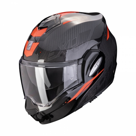 SCORPION KASK SZCZĘKOWY (SZCZĘKA DO TYŁU) EXO-TECH CARBON ROVER BK-RED KOLOR CZARNY/CZERWONY ROZMIAR L