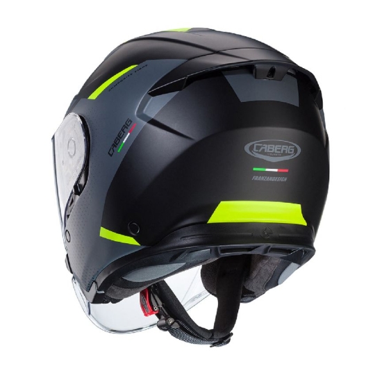 CABERG KASK OTWARTY JET OTWARTY FLYON II BOSS KOLOR CZARNY/SZARY/ŻÓŁTY FLUO MAT ROZMIAR M